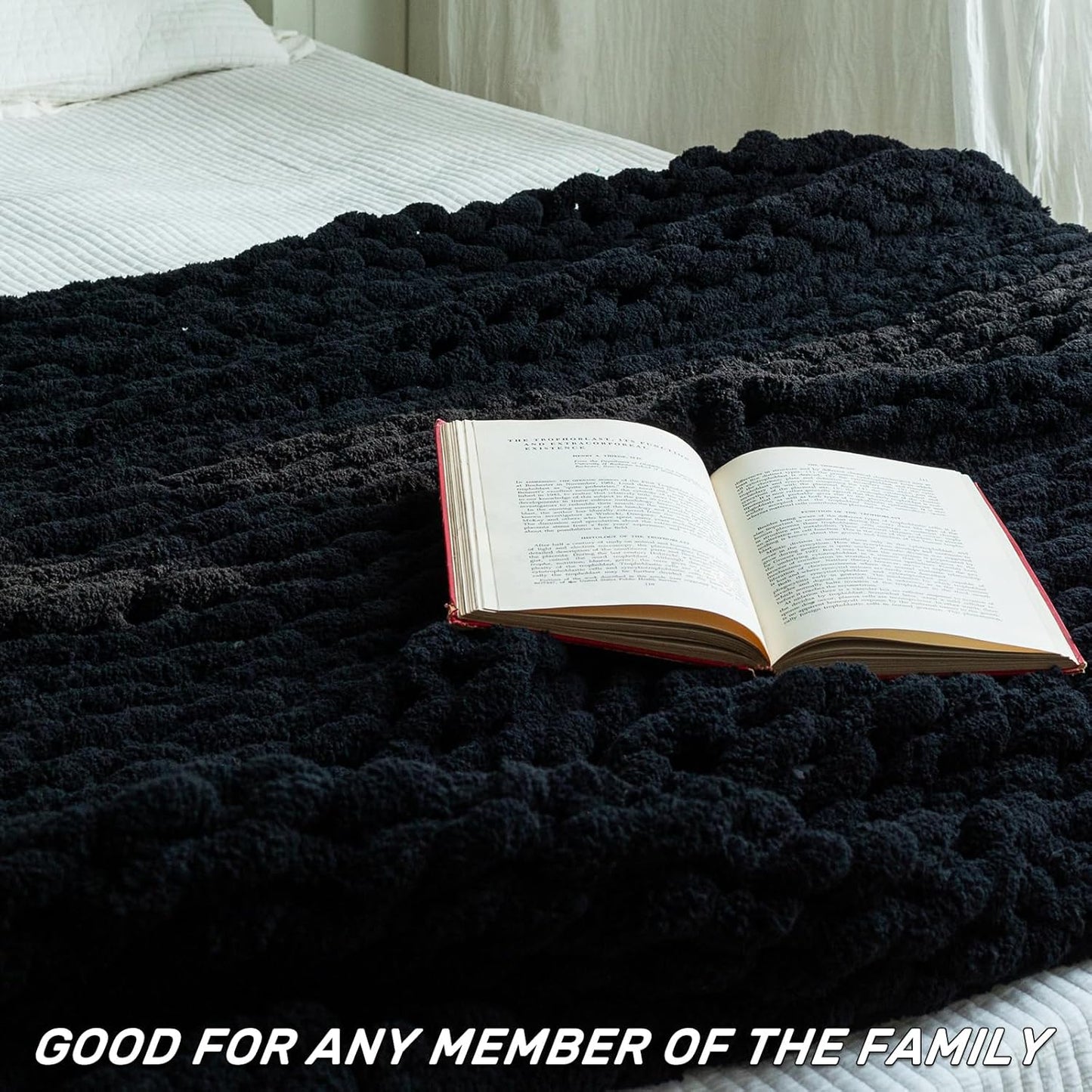 Chunky Knit Blanket - Luxury Soft Cozy 40 * 50 Throw Blanket,100% Woven Blanket Rope Knot Throw Blanket for Couch, Sofa, Home Decor, Gift - Machine Washable(Black)