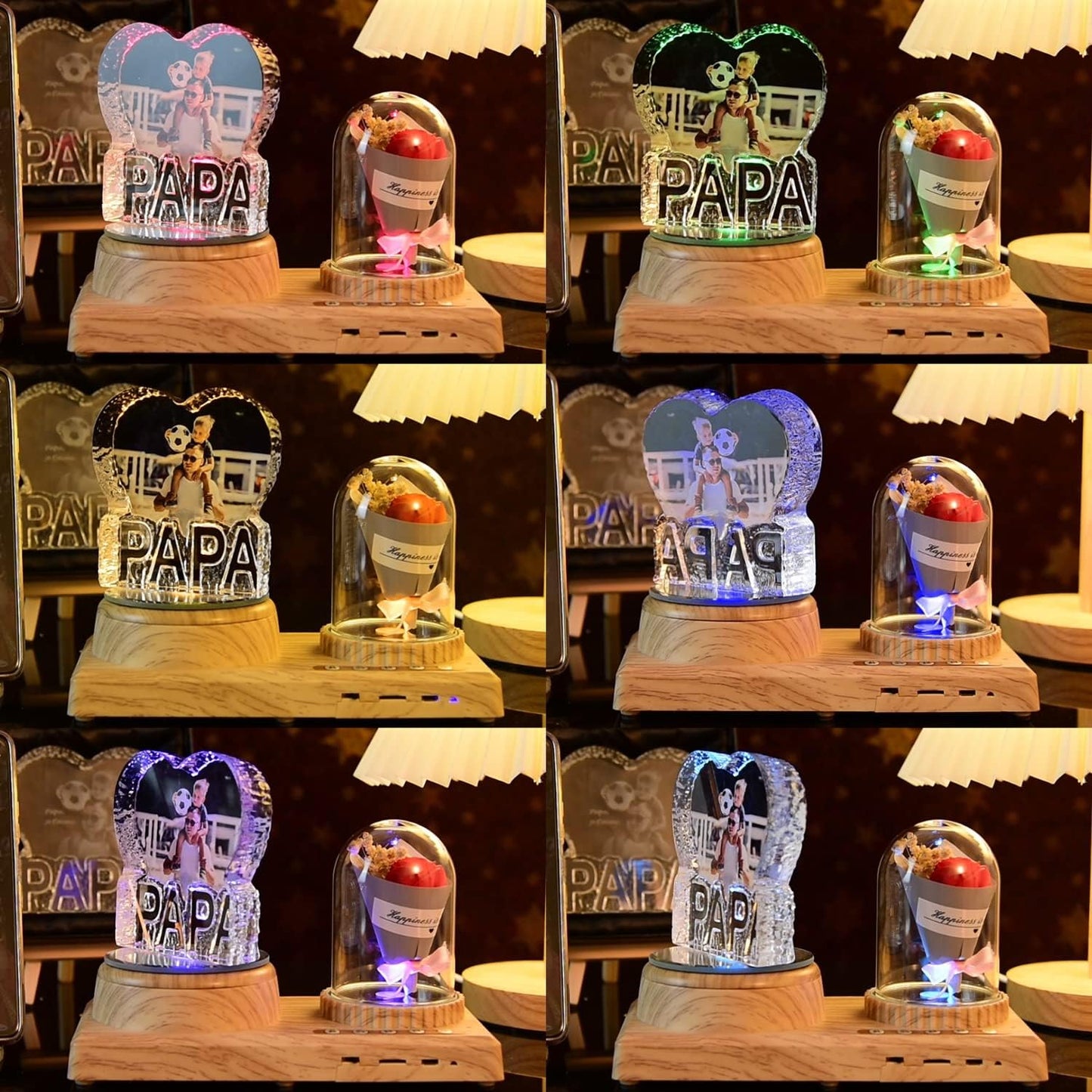 3D Crystal Photo, Dad Gift Unique Engraved Custom Photo Crystal Night Light for Dad USB Low Power Light Dad Daddy Day Birthday Christmas Gift Atmosphere Light