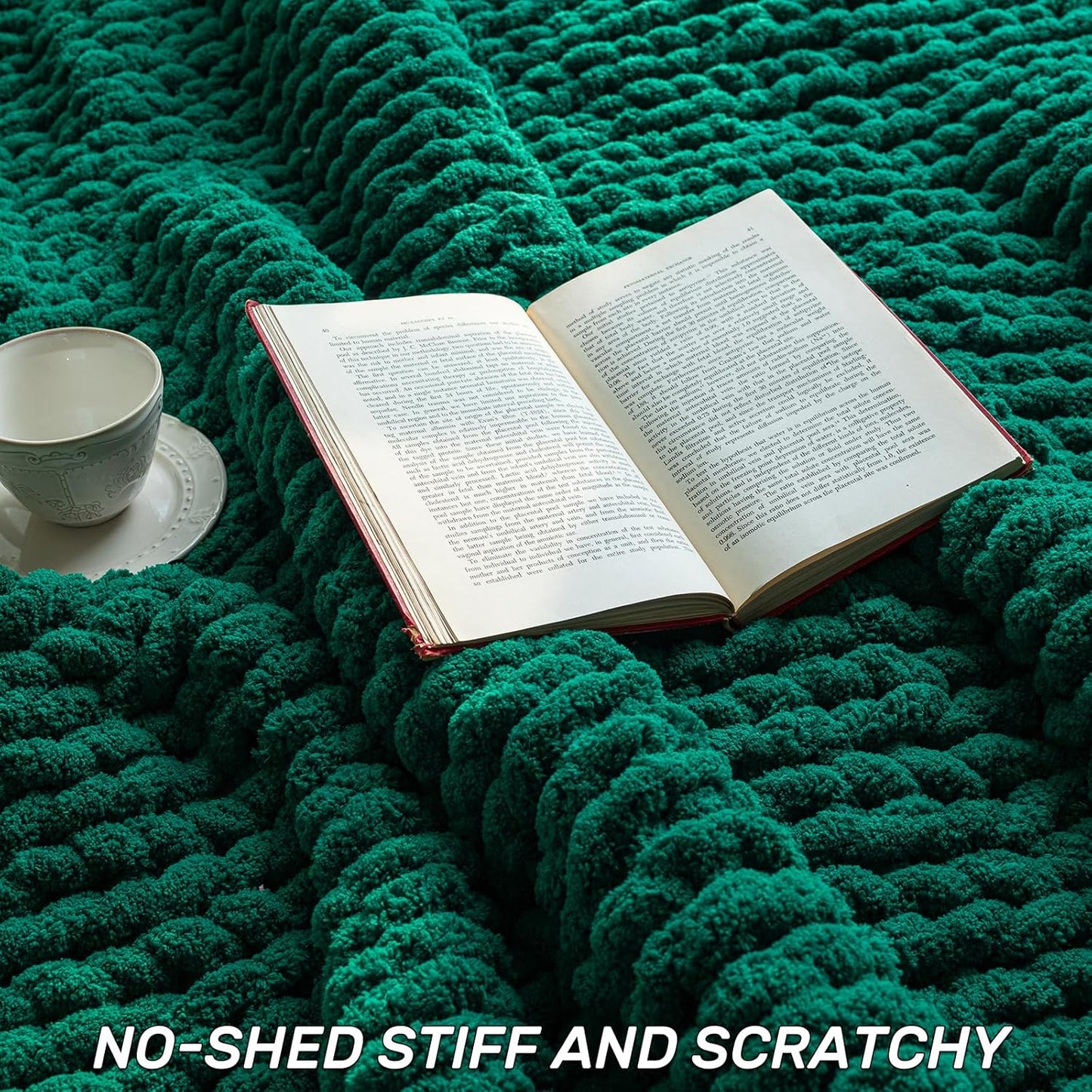 Chunky Knit Blanket - Luxury Soft Cozy 50 * 60 Throw Blanket,100% Woven Blanket Rope Knot Throw Blanket for Couch, Sofa, Home Decor, Gift - Machine Washable(Blackish Green)