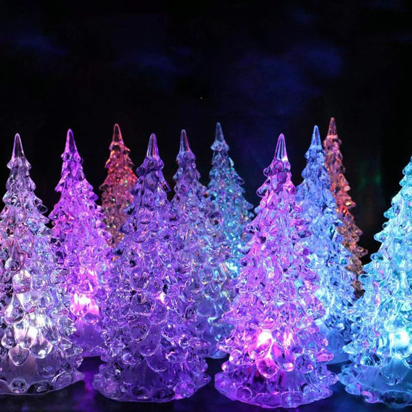 Generic 3 Pack Acrylic Christmas Tree Lamp, Enchanted Light Up 7 Colors Changing Lights, 5 x 2 Inch Mini Christmas Tree with Lights for Room Table Decor