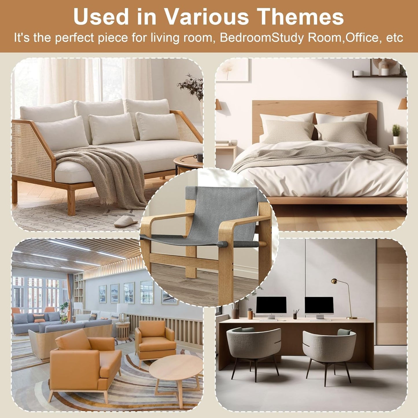 Mid-Century Accent Chair with Wide Armrest & Solid Wood Frame, Detachable and Washable Armchair, Modern Living Room Reading Chairs for Bedroom Sunroom Bedroom Balcony,Light Grey