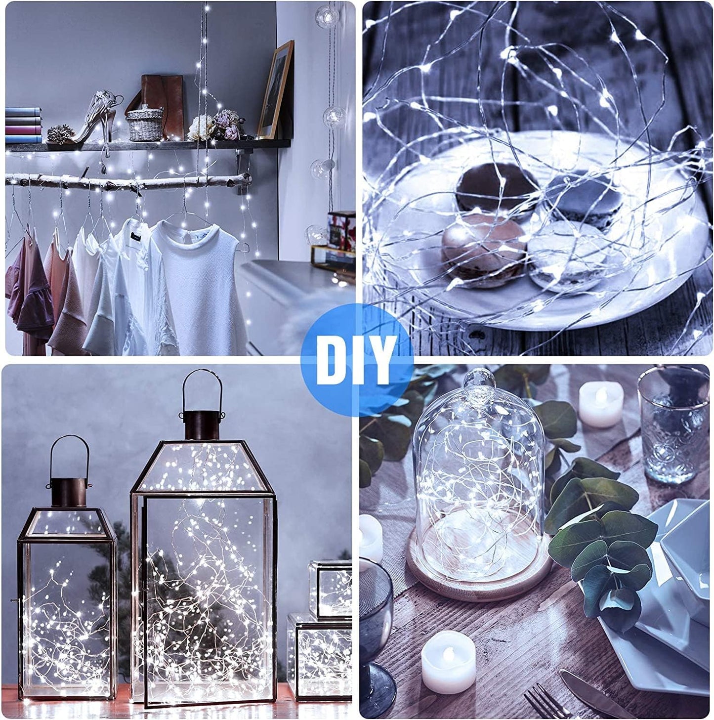 6 Pack Fairy Lights Battery Operated - 7ft 20 LED Twinkle Lights Copper Wire Mini String Lights Firefly Lights for Mason Jars DIY Crafts Christmas Wedding Party Centerpiece Table Decor, Cool White