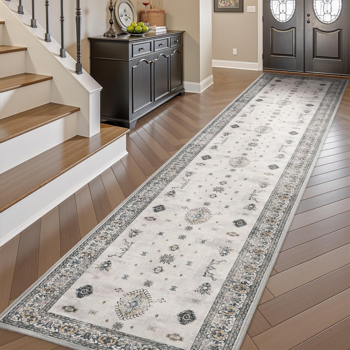 AMOAMI Vintage 2X10 Runner Rug Non Slip Soft Runners for Hallways Washable Hallway Runner Rug Bedside Rugs for Bedroom Long for Hallways Entryway Laundry Room Stair Kitchen Bathroom