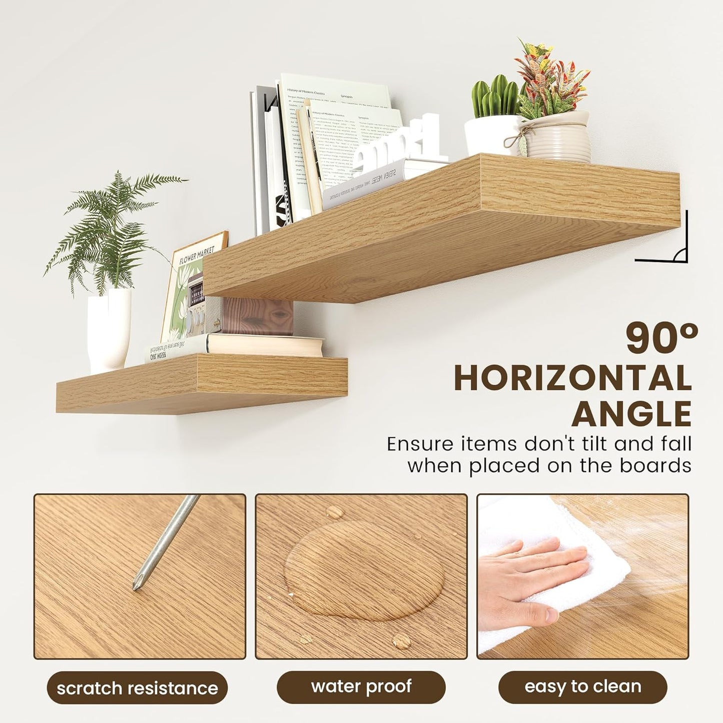 Deep Floating Shelves for Wall | 36 Inch Wide x 12 Inch Deep Floating Shelves | 36W x 12D Rustic Oak Wide Wall Shelves | Bookshelf Laundry Shelf TV Shelf