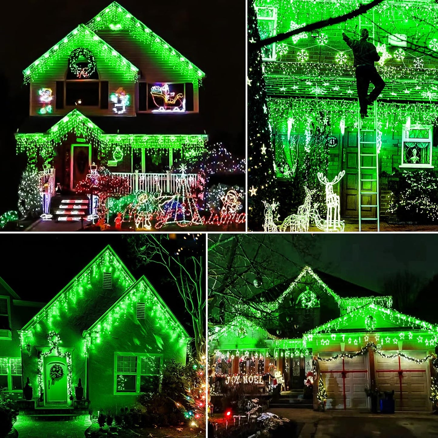 400 LED Icicle Christmas Lights Outdoor - 33FT Icicle Lights for Outside 8 Modes with 75 Drops, Plug in Waterproof Connectable Fairy String Lights for Indoor Holiday Party Christmas Decoration,Green