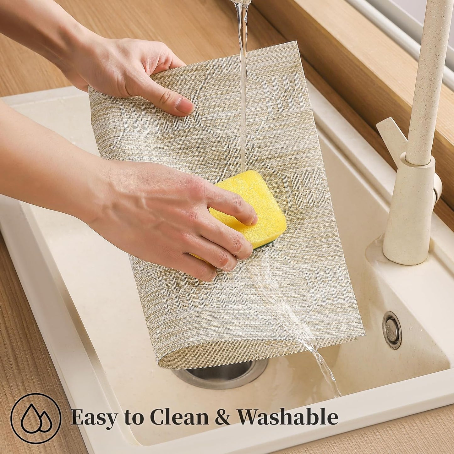 Leetaltree Wheat Placemats Set of 4 - Heat Resistant Non-Slip Place mats for Dining Table, Washable Durable PVC Vinyl Woven Table Mats(Wheat, 4)