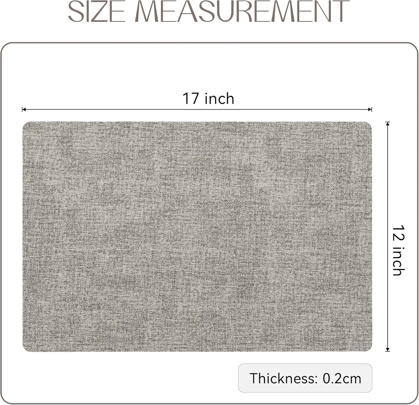 Romanstile Vinyl Placemats Set of 4-12 X 18 Inch - Heat Resistant Place Mats 100% Waterproof Oilproof Wipeable Reversible Faux Leather Table Mats for Kitchen/Dining/Decor/Party/Outdoor, Light Grey