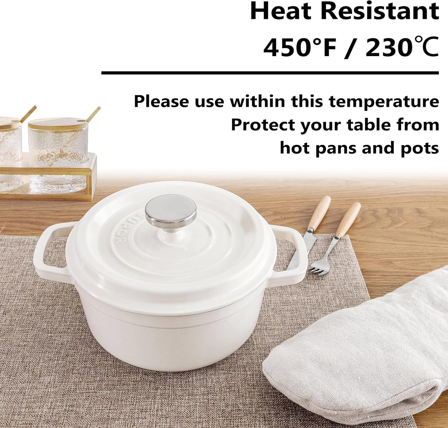 Home Brilliant Linen Placemats Set of 4 Heat Resistant Dining Table Cloth Place Mats Kitchen Table Mats Placemats Table Spring Decor, Natural Linen