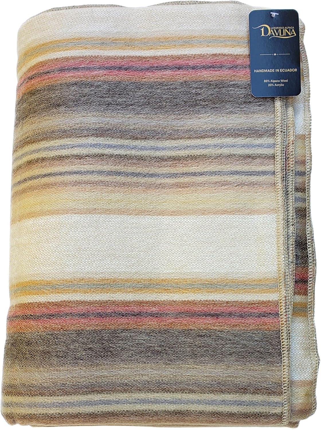 Alpaca Wool Throw Blanket | Super Soft, Lightweight, Breathable and Hypoallergenic | Non-Itchy or Scratchy (Beige Brown Varicolored, Queen (U.S. Standard))