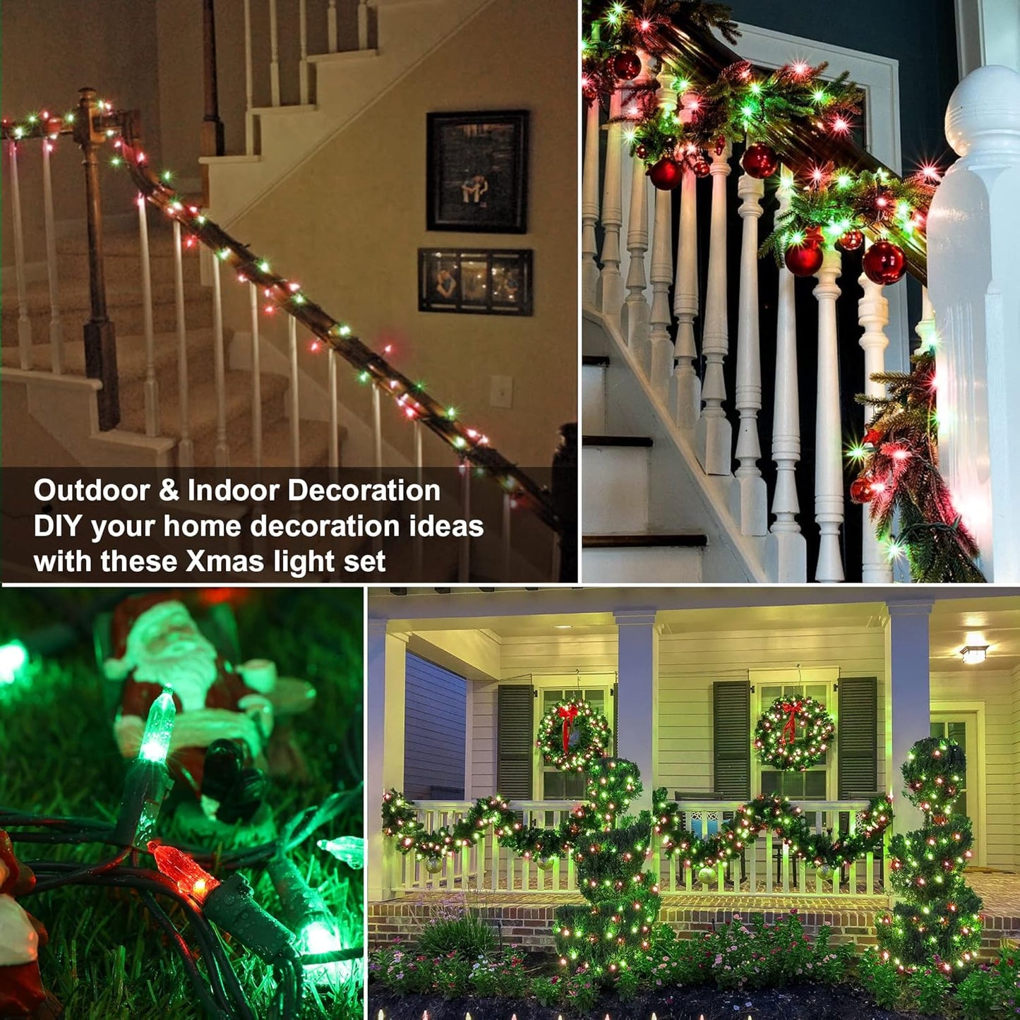 Brizled Red & Green Christmas Lights, 33ft 100 LED Christmas String Lights, 120V UL Certificated Xmas Tree Light Connectable, Mini Xmas Light Set Indoor Outdoor for Holiday Tree Party Home Decor