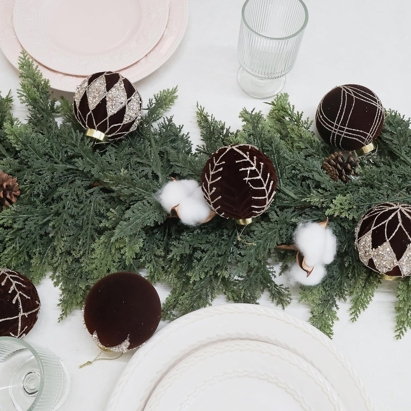 20PCS Velvet Ornaments for Christmas Tree, 2.36INCH Glitter Flocked Christmas Ornaments Decorations Balls Set Decor