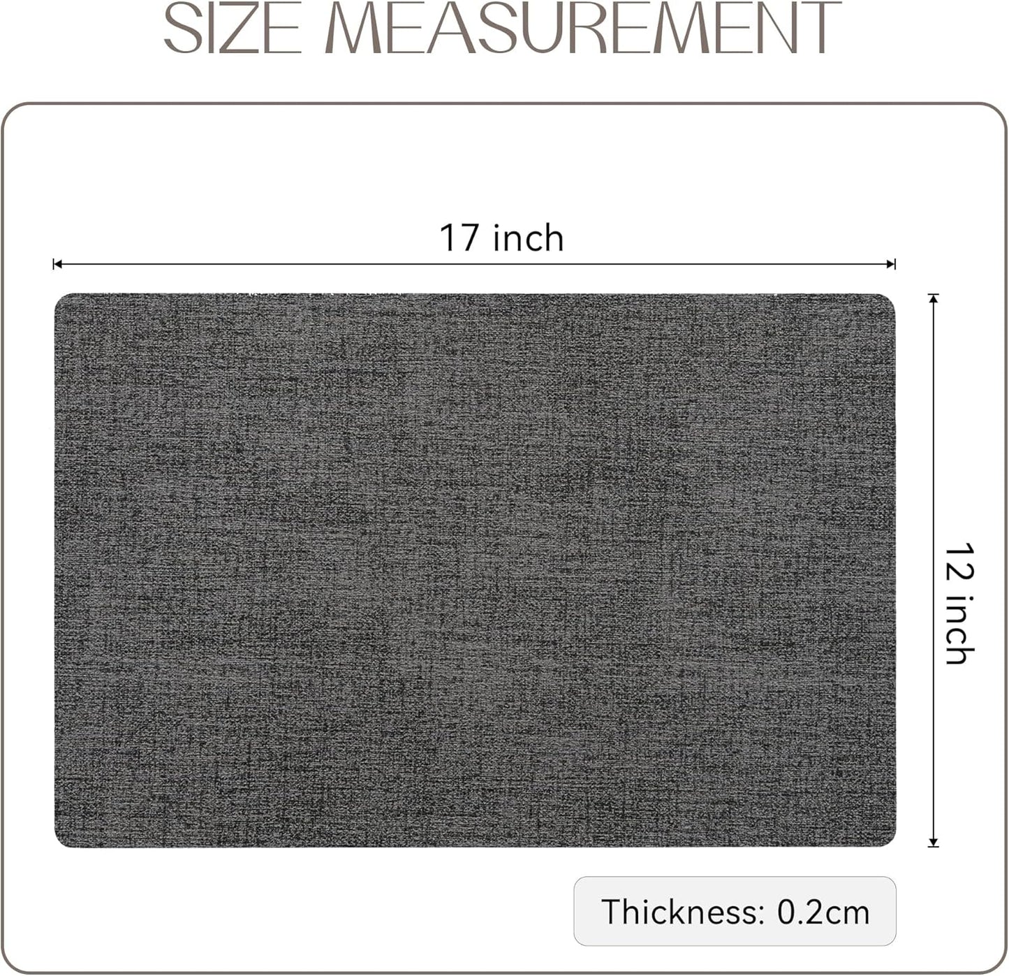 Romanstile Reversible Vinyl Placemats Set of 8, Faux Leather 100% Waterproof Oil-Proof Wipeable Place Mats, Heat Resistant Dual Sided Table Mats for Kitchen/Dining/Party (Dark Gray, 12 x 18 Inch)