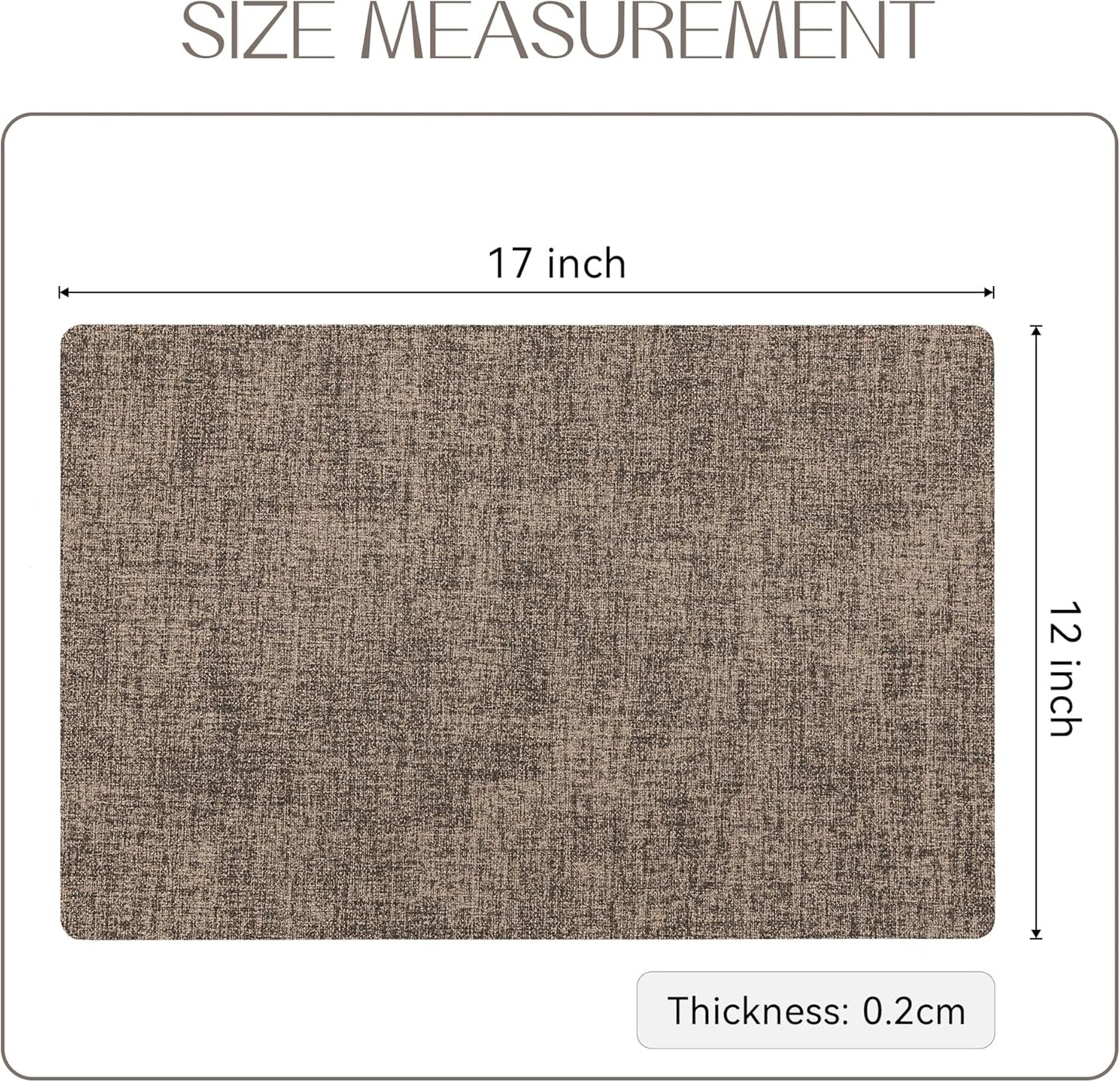 Romanstile Vinyl Placemats Set of 8-12 X 18 Inch - Heat Resistant Place Mats 100% Waterproof Oilproof Wipeable Reversible Faux Leather Table Mats for Kitchen/Dining/Party/Outdoor, Coffee