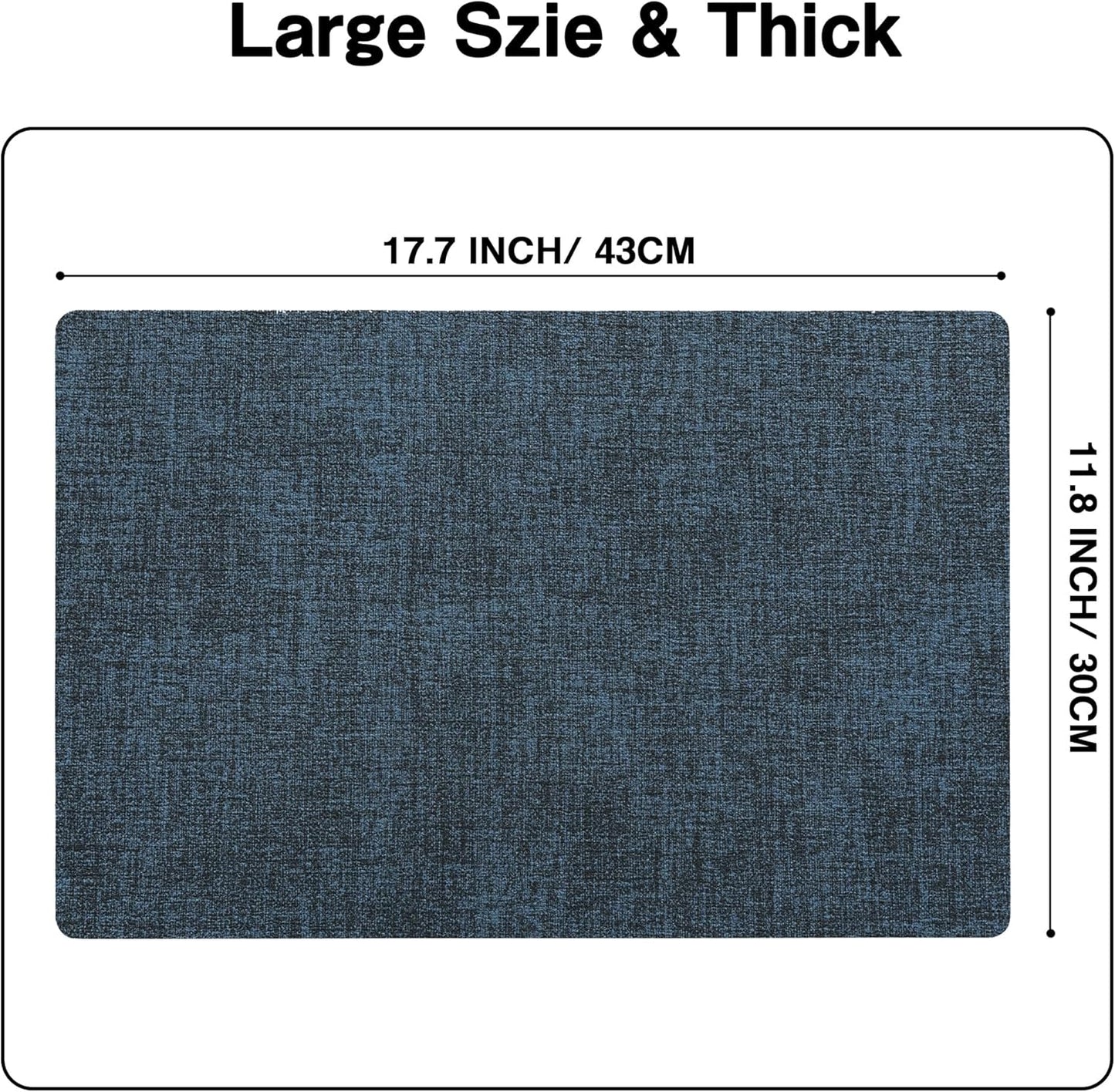 Chrysameld Vinyl Placemats Set of 8 - Faux Leather 100% Waterproof Oil-Proof Wipeable PU Place Mats, Heat Resistant Anti Slip Reversible Table Mats for Indoor & Outdoor Use,(17×12Inch, Navy Blue)