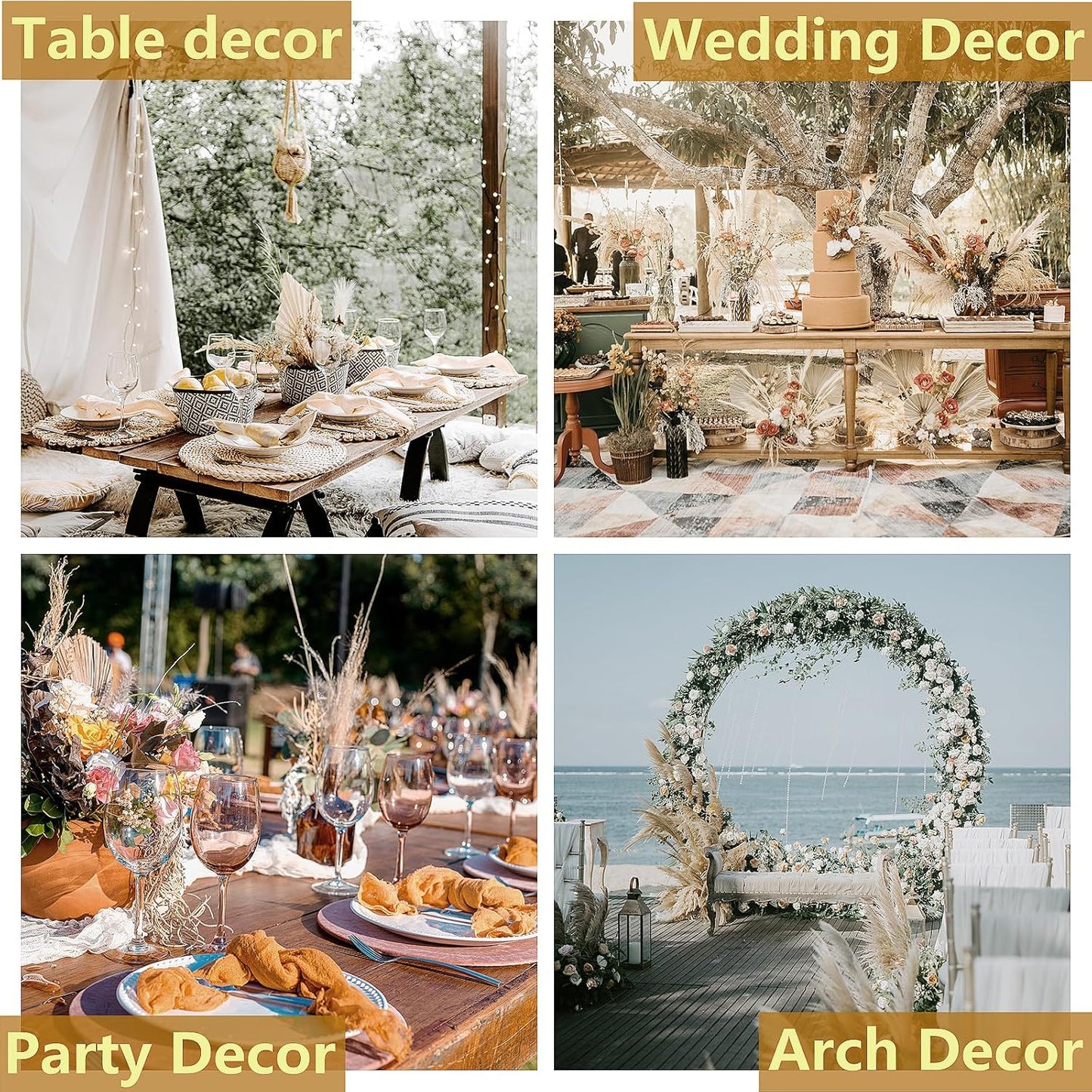 Dried Pampas Grass Decor, 128PCS Pampas Grass with Bunny Tails Dried Flowers, Reed Grass Bouquet for Wedding, Boho Flowers, Home Table Decor, Rustic Farmhouse Party