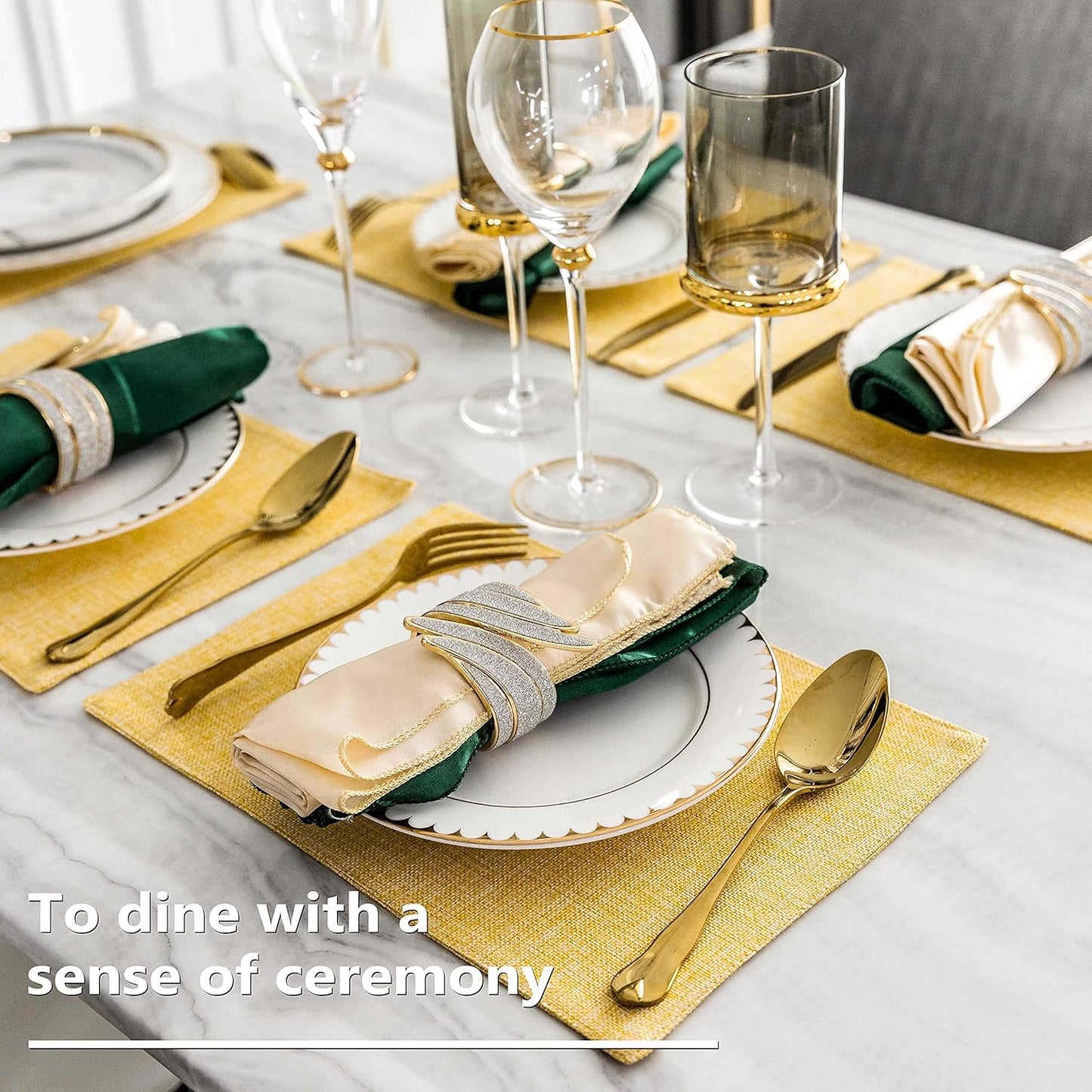 Home Brilliant Dining Placemats Set of 6 Heat Resistant Dining Table Place Mats for Kitchen Table for Placemats Decoration for Dinner Summer Fall Decor, 13 x 19 inches, Yellow