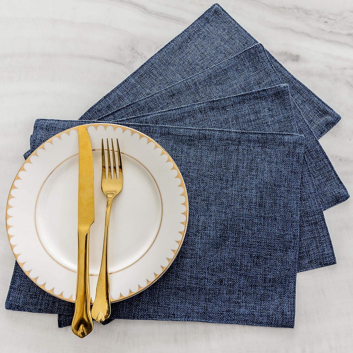 Home Brilliant Set of 6 Placemats Heat Resistant Dining Table Place Mats Kitchen Table Mats, Navy Blue
