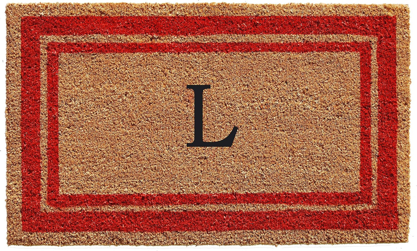 Calloway Mills 153031830L Red Border 18" x 30" Monogram Doormat, (Letter L)