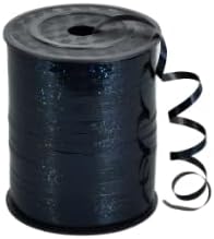 BEISHIDA 500 Yards Black Ribbon Crimped Curling Shiny Metallic Balloon String Roll Gift Wrapping Ribbon for Birthday Halloween Party Decoration
