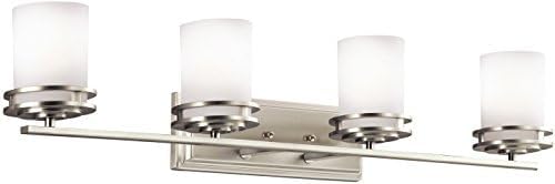 Kichler Hendrik 33.75" Vanity Light in Brushed Nickel, 4-Light Modern Bathroom Vanity with Satin Etched Cased Opal Glass, (33.5" W x 7.75" H), 5079NI