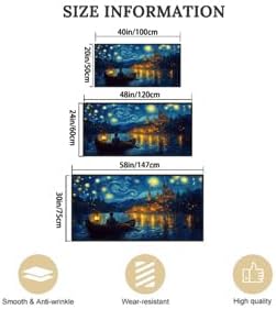 Wall Art Canvas Print Starry Night Over the Rhone by Van Gogh 30 x 58 inches Framed Home Artwork Decor Canvas Art Painting Living Room for Bedroom Office Wall Decor