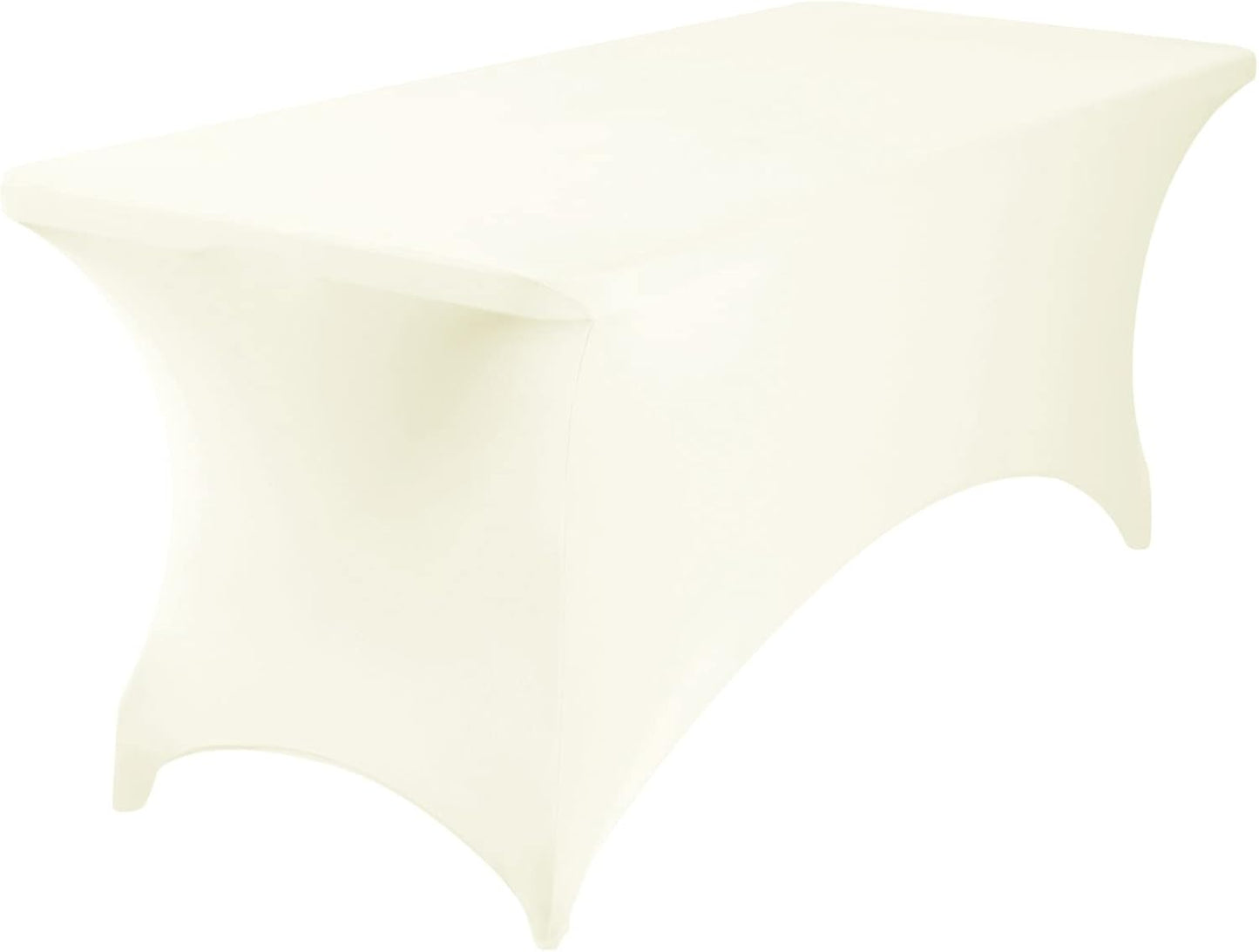 4Pack Spandex Waterproof Table Covers 6ft，Spandex 6ft Waterproof Table Cover for Party,Wedding, Banquet, and Events(Ivory)