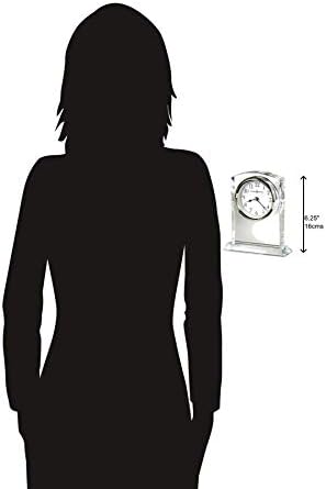 Howard Miller Flaire Tabletop Clock II, Battery Operated Antique Analog Display Desk Clock, Glass Crystal Shelf Clock for Office Decor Home Decor Living Room Decor, House Warming Gifts