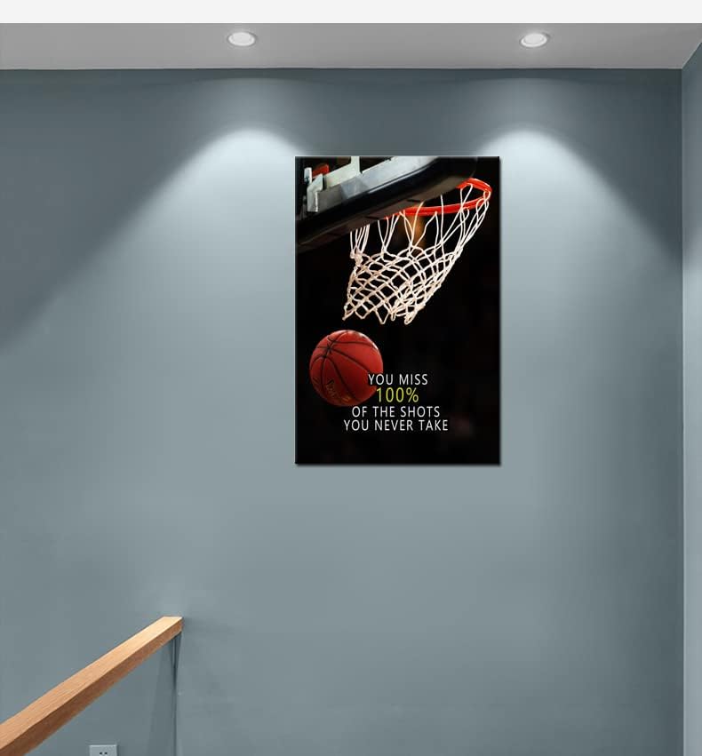 Inspirational Sports Star Quotes Canvas Wall Art Motivational Positive Affirmation Poster Decor Print Modern Inspiring Picture Painting Framed Artwork for Office Home Wall Decor[24''W X 36''H]