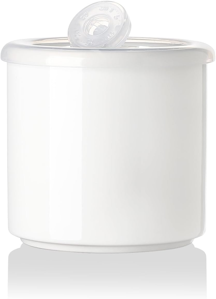 Sweejar Ceramic Food Storage Jar, Salt Container with Airtight Plastic Lid & Date Tracker, 16 Oz Kitchen Canisters for Flour, Rice, Sugar, Coffee, Spices, Pantry Organization (White)