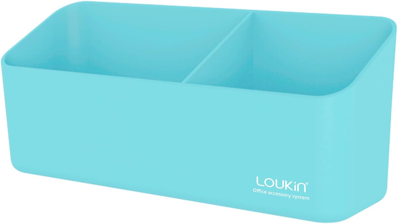 loukin Magnetic and Adhesive Marker Holder, Dry Erase Accessory Tray, Magnetic Storage Organizer for Whiteboard, Glass or Refrigerators (Sky Blue)