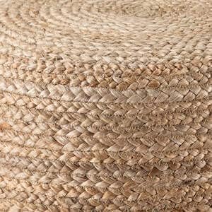 Jute Pouf Ottoman | Footrest Pouf | Hand Braided - Round Boho Pouffe - for Living Room, Bedroom, Nursery (18"x18"x12") Ivory