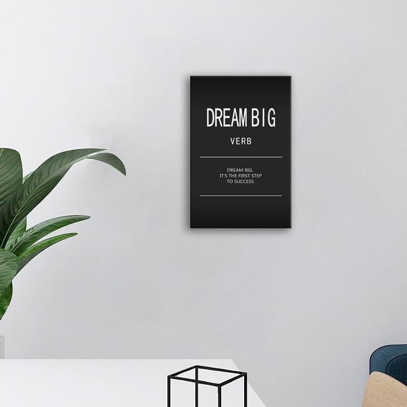 Motivational Canvas Wall Art Inspirational Dream Big Verb Posters Painting Quotes Wall Decor Office Wall Art Pictures Wall Decor Positive Affirmations Home Living Room Framed[12" W X 18" H]