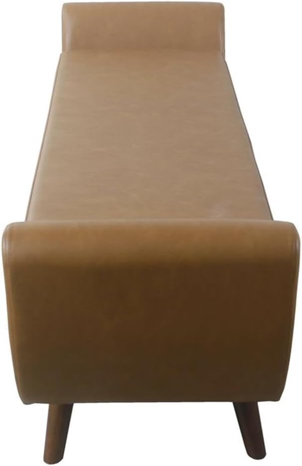HomePop Modern Storage Bench with Wood Legs Home Décor|Bench with Storage for Living Room & Bedroom - Faux Leather Brown