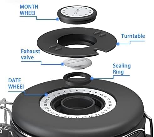 ShanSon Coffee Canister Airtight Coffee Container Stainless Steel Coffee Bean Storage Container with Scoop Coffee Canister for Beans Grounds Sugar Flour Tea Cereal,11OZ, Black