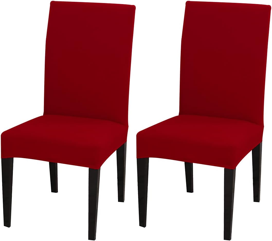 JQinHome 2 Pcs Dining Chair Slipcover,High Stretch Removable Washable Chair Seat Protector Cover for Home Party Hotel Wedding Ceremony