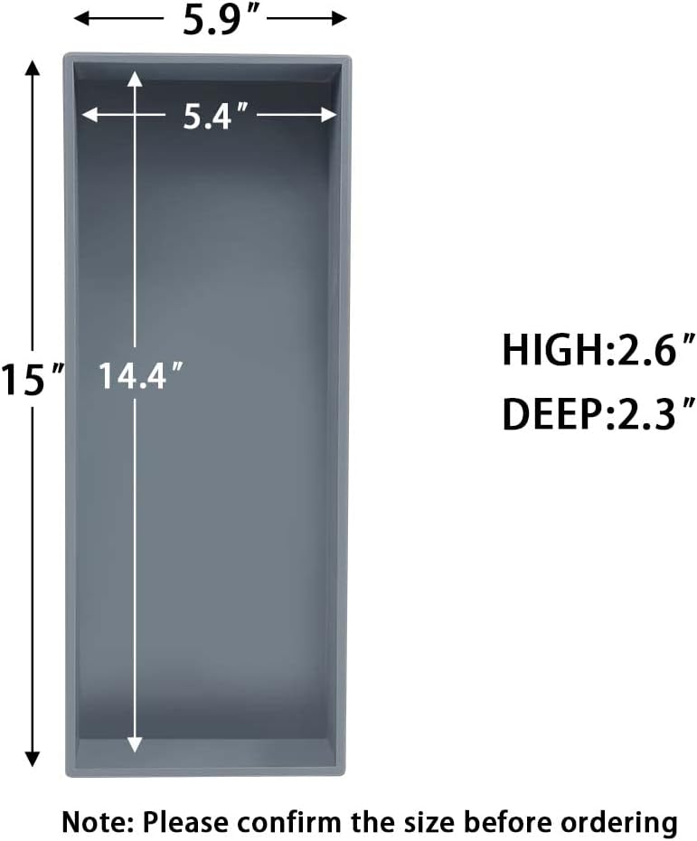 Bamboo Drawer Organizer - Kitchen Utensil Organizer Silverware Tray Cutlery Holder，Office Desk Supplies and Accessories,15 * 5.9 * 2.6,Grey