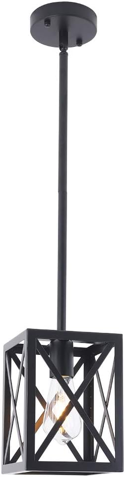 Farmhouse Lantern Pendant Light Fixtures Ceiling Hanging Rustic Chandelier Black (1 Light)