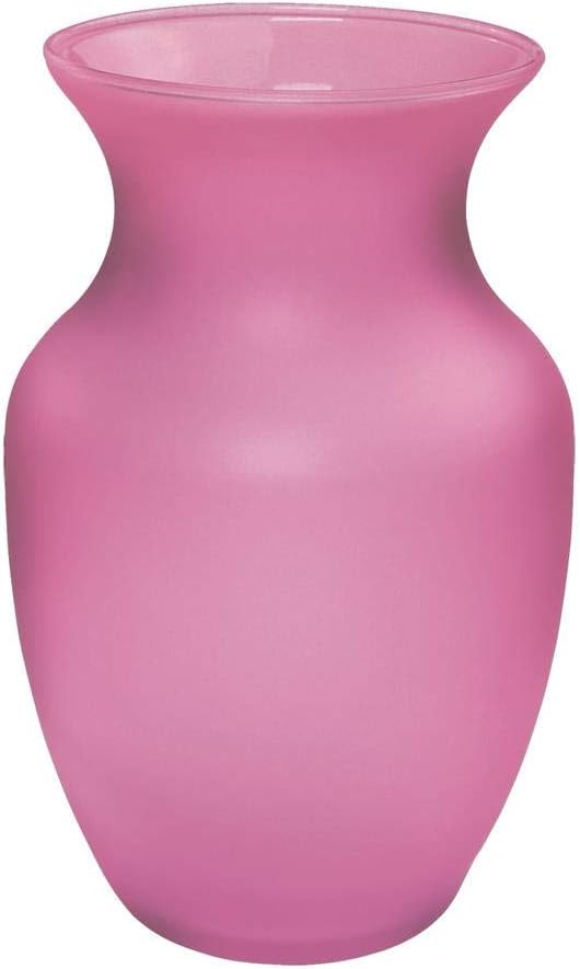 Floral Supply Online - 8" Rose Vase and Flower Guide Booklet - Decorative Glass Flower Vase for Floral Arrangements, Weddings, Home Decor or Office. (Pink)