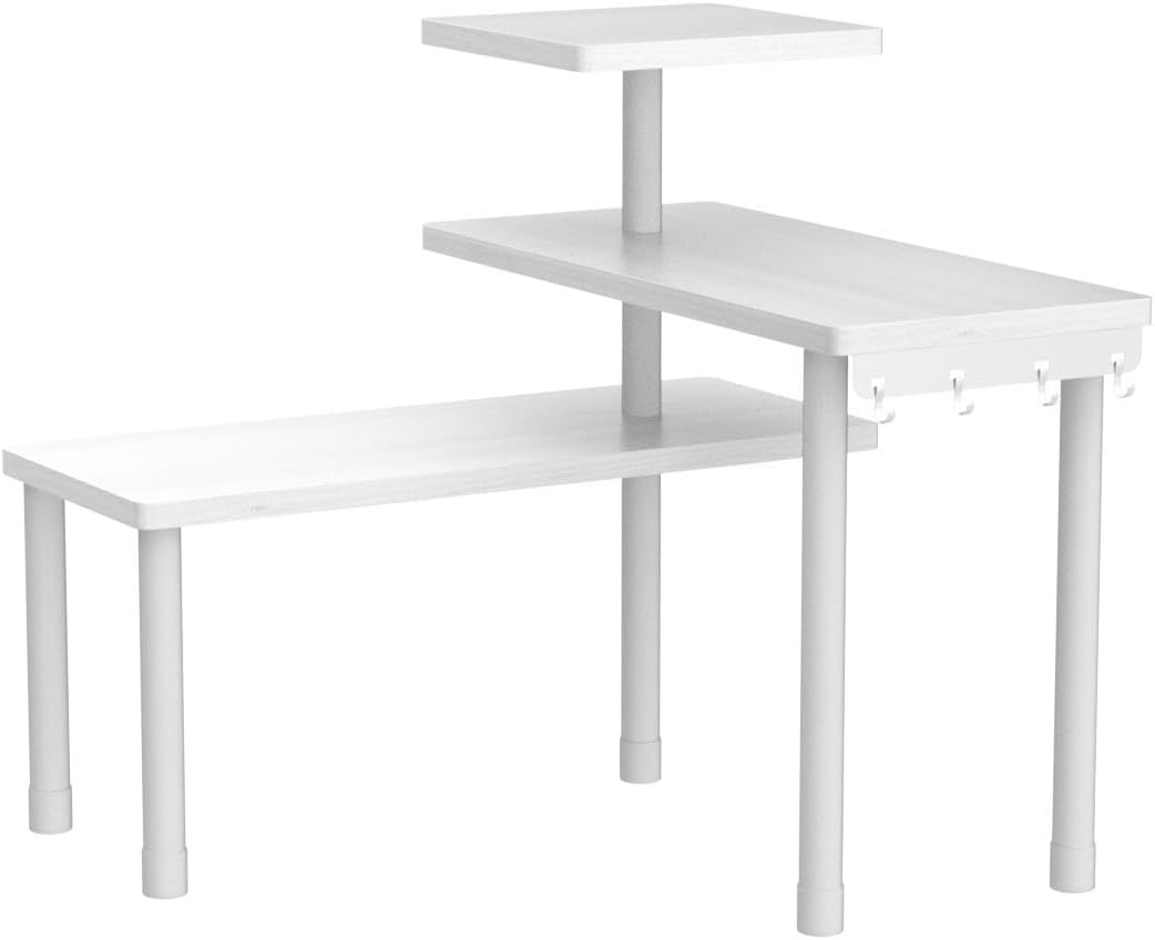 JayRex Bathroom Organizer Countertop Corner Shelf, 3 Tier Moveable Organizer for Make Up, Dresser Table, Desktop (White)