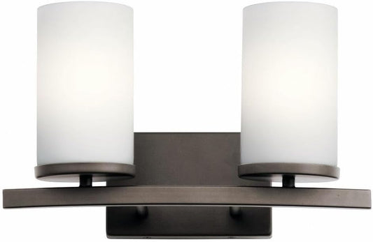 Kichler Crosby 15" 2 Light Vanity Light Satin Etched Cased Opal Olde Bronze®