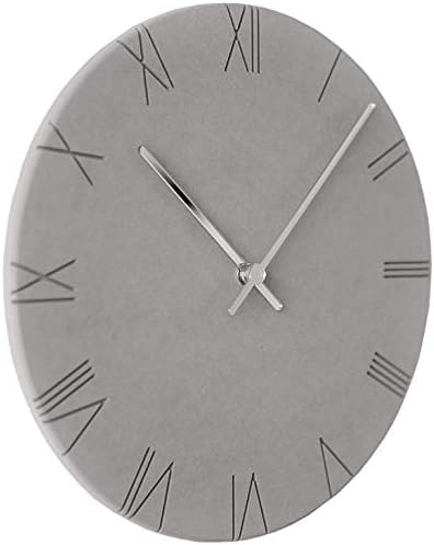 Stephanie Imports Modern Minimalist Concrete Hiding Gray Silent Wall Clock (Roman Numerals)