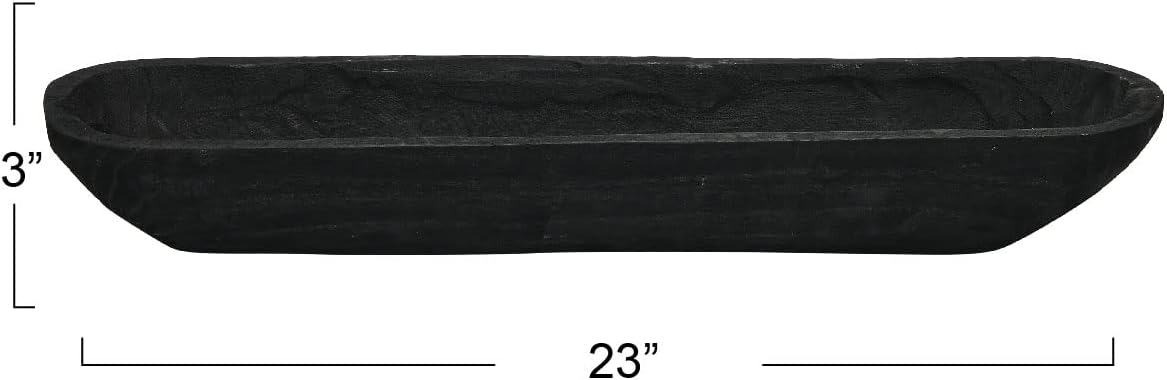 Creative Co-Op Decorative Paulownia Wood Bowl, Black