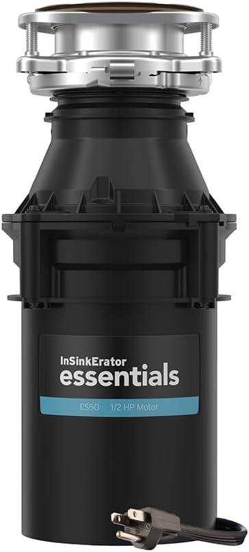 InSinkErator Essentials ES50 Kitchen Garbage Disposal with Power Cord, 1/2 HP Motor Continuous Feed Food Waste Disposer, ES50 W/C