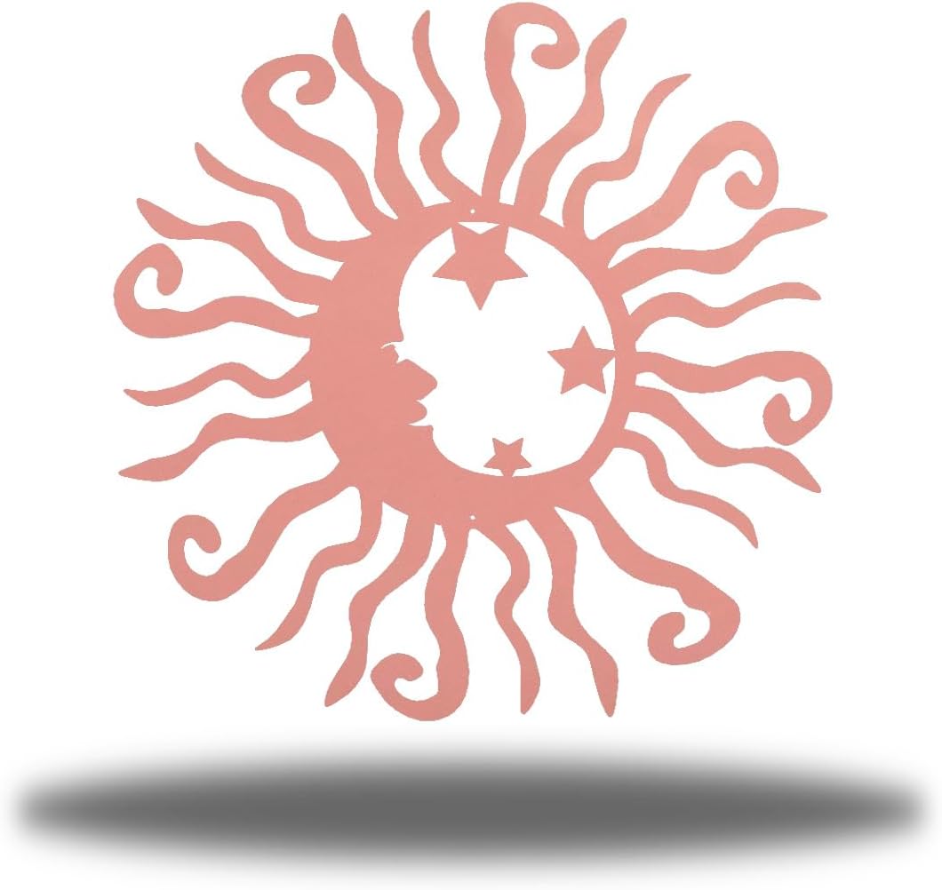 Riverside Designs Wacky Solar Moon Metal Wall Art Steel Outdoor Decor | Heavy-Duty and Waterproof | Made in USA (Pink, 30L x 30W)