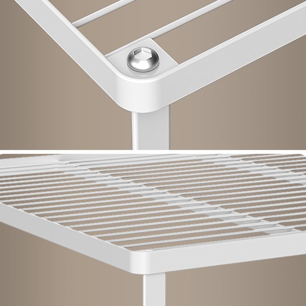 Kitchen Cabinet Storage Shelf Stackable Wire Spice Rack Organizer Heavy Duty Space Saver for Bathroom Bedroom Closet Laundry Room Office Countertop - White, Pack 1