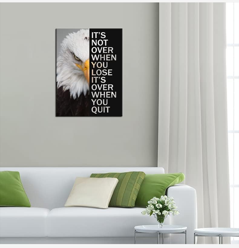 WYJZDZQ8 Eagle Inspirational Canvas Print Wall Art Animal Motivational Poster Animal Picture Painting Modern Inspiring Artwork for Home Living Room Office Decor Ready to Hang [18''W x 24''H]