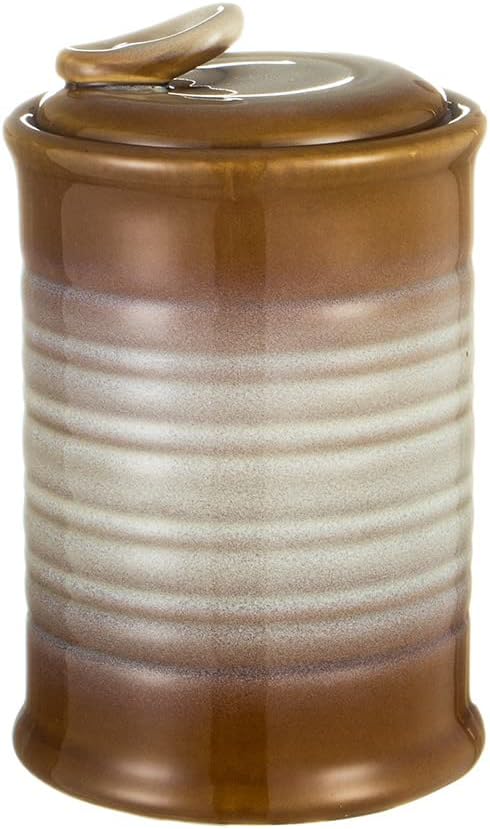 Nihow Ceramic Food Storage Jar: 22 FL OZ Container with Air Tight Ceramic Lid for Coffee/Salt/Peper/Tea/Sugar/Spice - Seal Damp-proof Canisters Sets for The Kitchen - Piece of 1 (Brown)