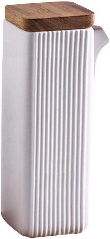 Ceramic Tabletop Liquid Condiment Dispenser, Modern Design for Oil or Vinegar, White