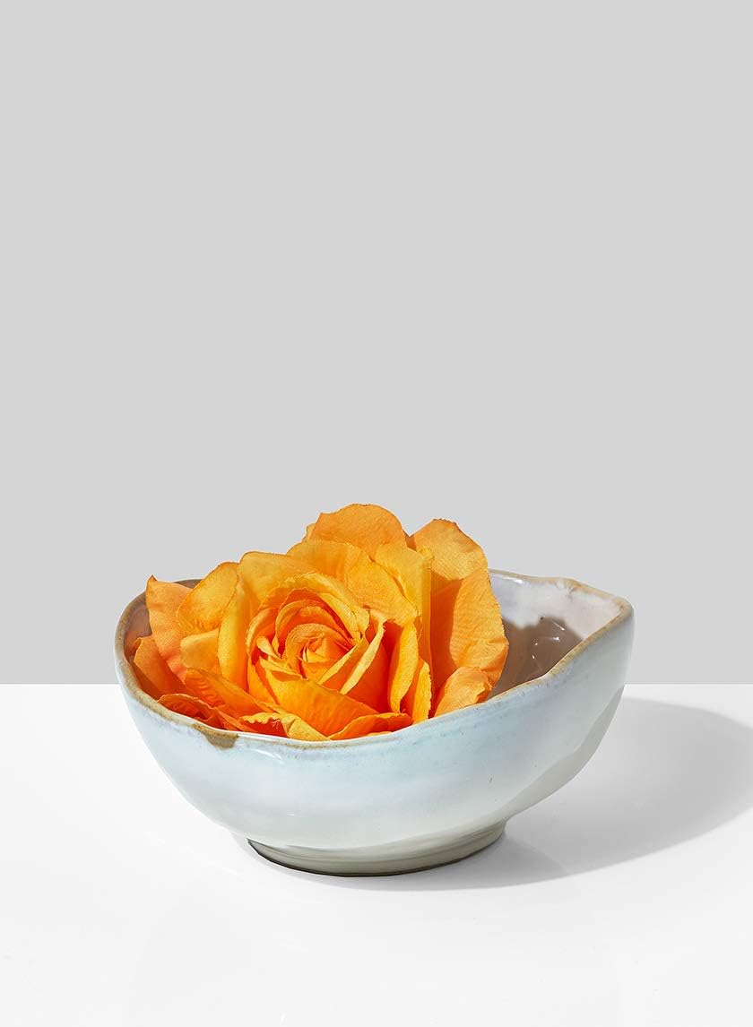 Serene Spaces Living Large Free-Form Edge Glazed Ceramic Bowl, Set of 4, Centerpiece for Vintage Weddings, Events, Measures 6" Long, 5.5" Wide, 2.75" Tall