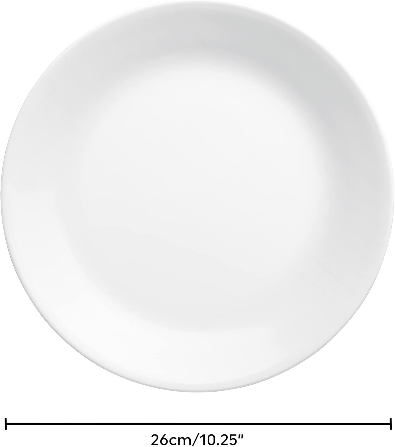 Corelle Vitrelle 4-Pieces 10.25" Glass Dinner Plates Chip & Crack Resistant Glass Dinnerware Set Plates, Winter Frost White